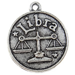 Zinc Alloy Flat Round Pendants, Libra, plated cadmium free Approx 