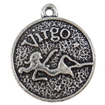 Zinc Alloy Flat Round Pendants, Virgo, plated cadmium free Approx 4mm, Approx 