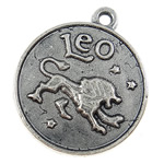 Zinc Alloy Flat Round Pendants, Leo, plated cadmium free Approx 