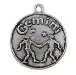 Zinc Alloy Flat Round Pendants, Gemini, plated cadmium free Approx 