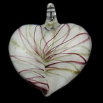 Lampwork Pendants, Heart, handmade, gold sand, white Approx 5.5mm 