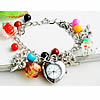 Pulsera Reloj de Moda, aleación de zinc, con Cristal de murano & Rocallas de vidrio & Vidrio, Corazón, chapado en color de platina, giro oval & para mujer, 15mm, longitud:aproximado 7.5 Inch, Vendido por UD