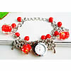 Pulsera Reloj de Moda, aleación de zinc, con Cristal de murano & Rocallas de vidrio & Vidrio, chapado en color de platina, giro oval & para mujer, Rojo, 15mm, longitud:aproximado 7.5 Inch, Vendido por Sarta