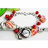 Pulsera Reloj de Moda, aleación de zinc, con Cristal de murano & Rocallas de vidrio & Vidrio, chapado en color de platina, giro oval & para mujer, Rojo, 15mm, longitud:aproximado 7.5 Inch, Vendido por Sarta