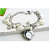 Pulsera Reloj de Moda, aleación de zinc, con Cristal de murano & Rocallas de vidrio & Vidrio, chapado en color de platina, giro oval & para mujer, Blanco, 15mm, longitud:aproximado 7.5 Inch, Vendido por Sarta