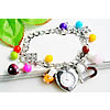 Pulsera Reloj de Moda, aleación de zinc, con Cristal de murano & Rocallas de vidrio & Vidrio, Corazón, chapado en color de platina, giro oval & para mujer, 15mm, longitud:aproximado 7.5 Inch, Vendido por Sarta