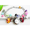 Pulsera Reloj de Moda, aleación de zinc, con Cristal de murano & Rocallas de vidrio & Vidrio, Esférico, chapado en color de platina, giro oval & para mujer, 15mm, longitud:aproximado 7.5 Inch, Vendido por Sarta