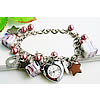 Pulsera Reloj de Moda, aleación de zinc, con Cristal de murano & Rocallas de vidrio & Vidrio, Esférico, chapado en color de platina, giro oval & para mujer, 15mm, longitud:aproximado 7.5 Inch, Vendido por Sarta