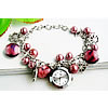 Pulsera Reloj de Moda, aleación de zinc, con Cristal de murano & Rocallas de vidrio & Vidrio, chapado en color de platina, cadena oval & para mujer, 15mm, longitud:aproximado 7.5 Inch, Vendido por Sarta