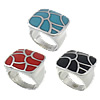 Enamel Stainless Steel Finger Ring, Rectangle 17.7mm, US Ring .5 