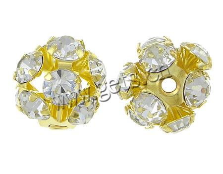 Bola Rhinestone Spacer, diamantes de imitación, con aleación de zinc, Esférico, chapado, más colores para la opción, 15-16mm, agujero:aproximado 2mm, Vendido por UD