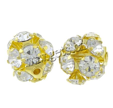 Bola Rhinestone Spacer, diamantes de imitación, con aleación de zinc, Esférico, chapado, más colores para la opción, 15-16mm, agujero:aproximado 2mm, Vendido por UD