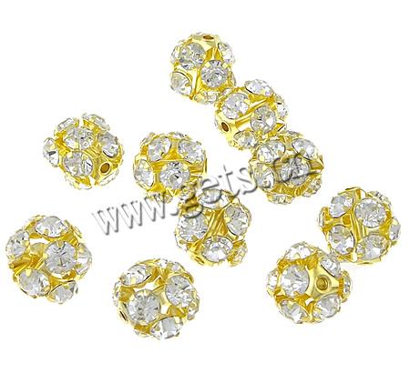 Bola Rhinestone Spacer, diamantes de imitación, con aleación de zinc, Esférico, chapado, más colores para la opción, 15-16mm, agujero:aproximado 2mm, Vendido por UD