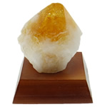 Gemstone Decoration, Citrine, with Wood, November Birthstone, 57-77x49-69x71-91mm 