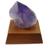 Natural Quartz Decoration, Amethyst, with Wood, February Birthstone, 57-77x49-69x62-82mm 