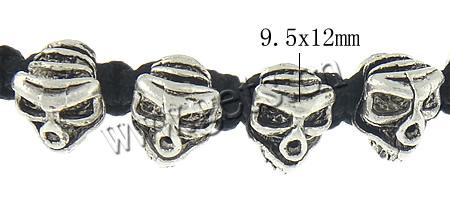 Zinc Alloy Woven Ball Bracelets, with Wax Cord & Hematite, Skull, handmade, Customized & with rhinestone, more colors for choice, 9.5x12mm, 8mm, Length:Approx 6-11.2 Inch, Sold By Strand