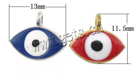 Zink-Legierung Evil Eye Anhänger, Zinklegierung, Pferdeauge, plattiert, Kundenindividuell & Emaille, keine, 13x11.5x4mm, Bohrung:ca. 1mm, verkauft von PC