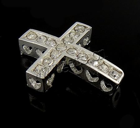 Conector de aleación de Zinc de diamantes de imitación, Cruces, chapado, Modificado para requisitos particulares & con diamantes de imitación, más colores para la opción, 20x25x5mm, agujero:aproximado 2mm, Vendido por UD