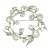 Rhinestone Zinc Alloy Brooch, Flower, platinum color plated, with rhinestone, clear 