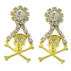 Zinc Alloy Rhinestone Stud Earring, Skull, gold color plated, with rhinestone 