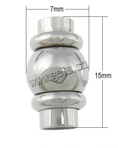 Cierre magnético redondo de acero inoxidable, acero inoxidable 316, Linterna China, chapado, Modificado para requisitos particulares, más colores para la opción, 7x15mm, agujero:aproximado 2mm, Vendido por UD