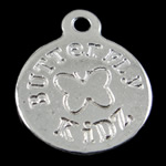 Zinc Alloy Message Pendants, Flat Round, plated nickel, lead & cadmium free 