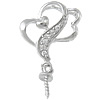 clip de cheville en argent fin , argent sterling 925, coeur, Placage, avec zircone cubique, plus de couleurs à choisir Environ 2mm, Vendu par PC