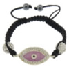 Evil Eye Connector Woven Ball Bracelets, Zinc Alloy, with Rhinestone Clay Pave Bead & Nylon Cord & Hematite, enamel & with rhinestone Approx 6.5-11 Inch 