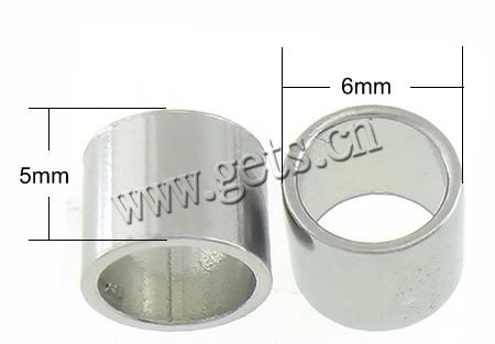 Stainless Steel Tube Beads, original color, 6x5mm, Hole:Approx 5mm, Sold By PC