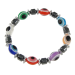 hématite magnétique bracelet, avec résine & plastique revêtu de cuivre, plus de couleurs à choisir  .5 pouce, Vendu par brin