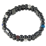 Hematite Pulsera, con turquesa & Ojo de tigre, diferentes estilos para la opción, 12x7mm, longitud:7 Inch, Vendido por Sarta