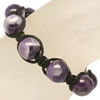 Edelstein Woven Ball Armbänder, Amethyst, mit Nylonschnur, handgemacht, Februar Birthstone, 6-12mm, Länge:ca. 6.7 ZollInch, verkauft von Strang