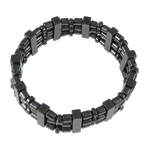 Pulsera de Hematite No Magnético, Hematita no magnética, 3-aro, Negro, 16x5mm, longitud:7.5 Inch, Vendido por Sarta