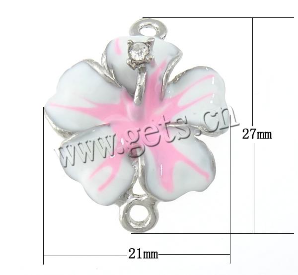 Enamel Zinc Alloy Connector, Flower, plated, Customized & with rhinestone, more colors for choice, 21x27x4mm, Hole:Approx 2.5mm, Sold By PC