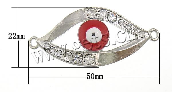 Conector de aleación de Zinc de diamantes de imitación, Ojo de Caballo, chapado, esmalte & con diamantes de imitación & 1/1 aro, más colores para la opción, 50x22x4mm, agujero:aproximado 3mm, Vendido por UD