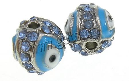 Zink Legierung Evil Eye Perlen, Strass, rund, plattiert, böser Blick- Muster & Kundenindividuell & Emaille, keine, 8mm, Bohrung:ca. 1.5mm, verkauft von PC