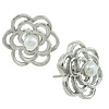 Boucle d'oreille perle Stud en acier inoxydable, avec perle d'eau douce cultivée, fleur, couleur originale, 18.5mm, Vendu par paire