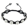 Rhinestone Woven Ball Bracelets, with Nylon Cord & Hematite Approx 6-11 Inch 