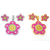 Enamel Stainless Steel Jewelry Sets, pendant & earring, Flower Approx 