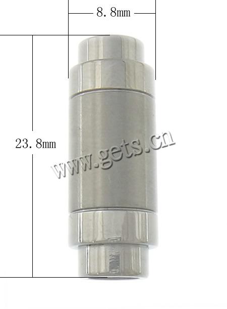 Fermeture magnétique en acier inoxydable rond, tube, Placage, Personnalisé, plus de couleurs à choisir, 8.8x23.8mm, Trou:Environ 5.2mm, Vendu par PC