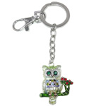 Rhinestone Zinc Alloy Key Chain, with enamel, iron lobster clasp, Owl, with rhinestone, nickel, lead & cadmium free Approx 25.5mm .5 Inch 