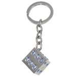 Rhinestone Zinc Alloy Key Chain, Cube, with rhinestone, nickel, lead & cadmium free Approx 26mm .5 Inch 