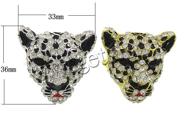 Animal Zinc Alloy Connector, with enamel, Leopard, plated, enamel & with rhinestone & 1/1 loop, more colors for choice, 36x33x13mm, Hole:Approx 3mm, Sold By PC