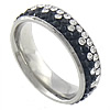 Rhinestone Stainless Steel Finger Ring, with Rhinestone Clay Pave, with rhinestone, US Ring 