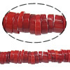 Natürliche Korallen Perlen, flache Runde, rot, Grade A, 1.5-5x9.5-10.5mm, Bohrung:ca. 1mm, Länge:15.5 ZollInch, ca. 12SträngeStrang/kg, verkauft von kg