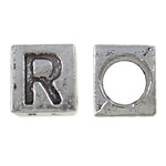 Zink Legierung Alphabet Perlen, Zinklegierung, Würfel, antik silberfarben plattiert, verschiedene Stile für Wahl, frei von Nickel, Blei & Kadmium, 7.5x6.5x7mm, Bohrung:ca. 5mm, 1000PCs/Tasche, verkauft von Tasche