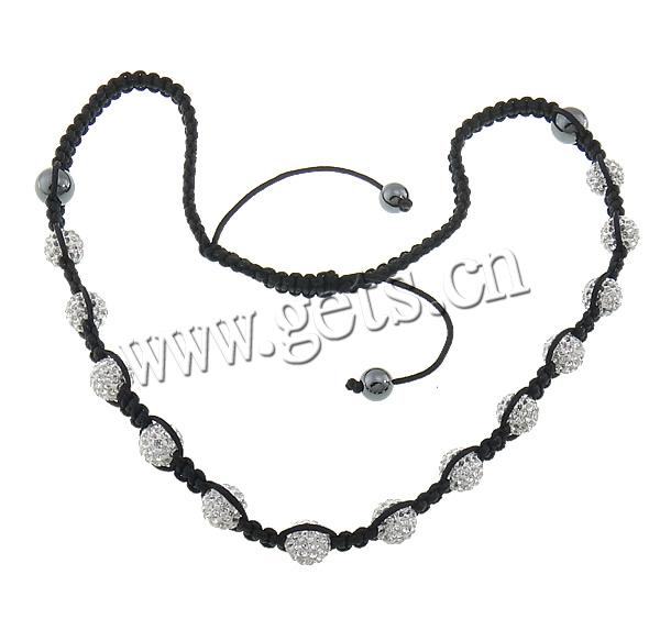 Moderno collar de Woven Ball, Cordón de cera, con Arcilla analiar de diamantes de imitación AB & Hematite, con 45 diamantes de imitación & con diamantes de imitación, 10mm, 8mm, longitud:aproximado 20-25 Inch, Vendido por Sarta