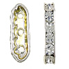 Moda Puente Rhinestone Spacer, metal, chapado en color de platina, 3-aro & con diamantes de imitación, 4x21x7mm, agujero:aproximado 1mm, 50PCs/Grupo, Vendido por Grupo