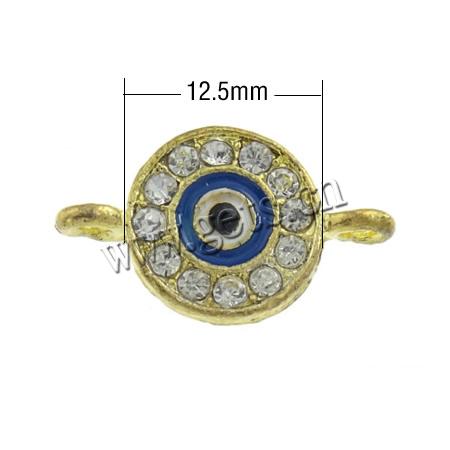 Evil Eye Schmuck Stecker, Zinklegierung, blöser Blick, plattiert, Emaille & mit Strass & 1/1-Schleife, keine, 12.5x12.5x2mm, Bohrung:ca. 2mm, verkauft von PC