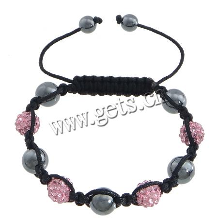 Rhinestone Woven Ball Bracelets, with Wax Cord & Hematite, more colors for choice, 10mm, 8mm, Length:Approx 7-12 Inch, Sold By Strand